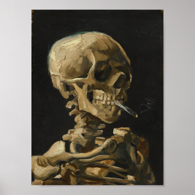 Skull med en brinnande cigarett av Van Gogh Poster (Framsidan)