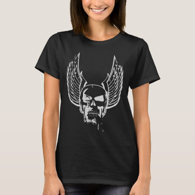Skull med Etheral Vingar T Shirt (Framsida)