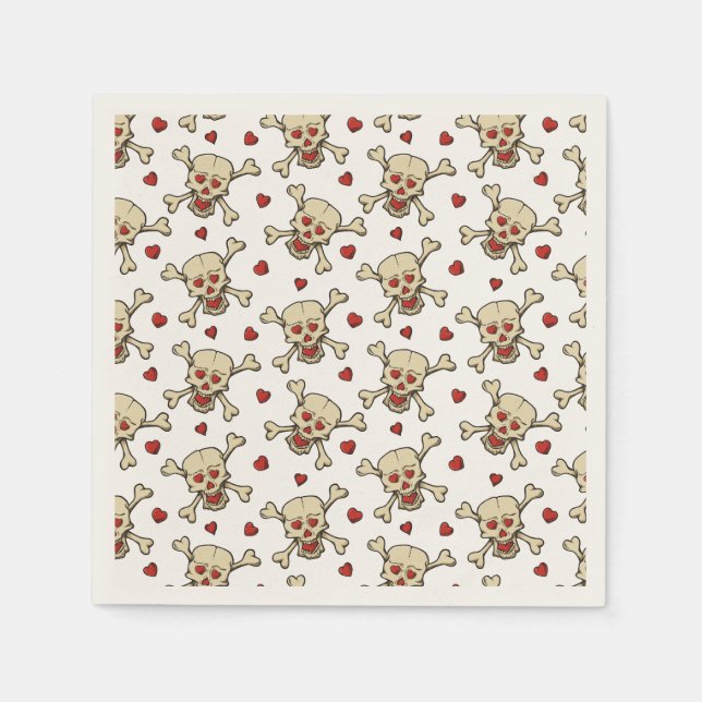 Skull med Hearts Mönster Pappersservett (Framsidan)