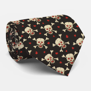 Skull med Hearts Mönster Slips