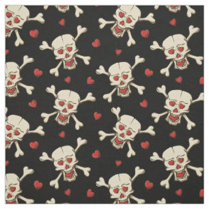Skull med Hearts Mönster Tyg