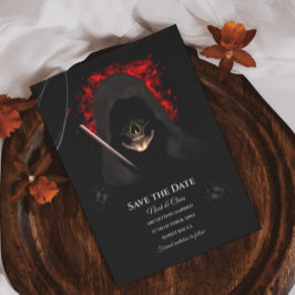 Skull med hoodie mörk moody gotisk hallobröllop spara datumet