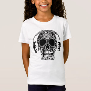 Skull med hörlurar Girls Shirt Tee