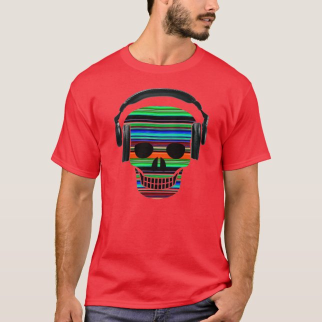 Skull med hörlurar - T-Shirt (Framsida)
