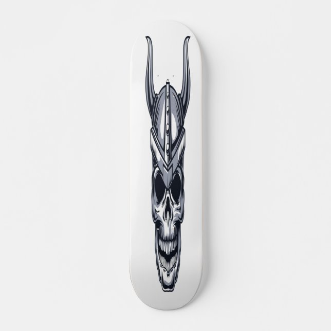 Skull med horn mini skateboard bräda 18,5 cm (Framsida)