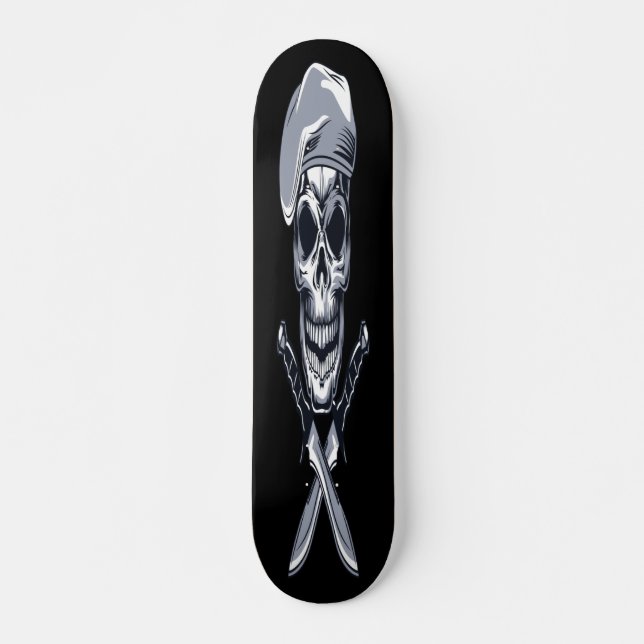 Skull med Knifes Mini Skateboard Bräda 18,5 Cm (Framsida)