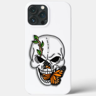 Skull med Monarch Butterfly