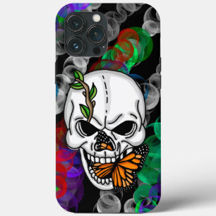 Skull med Monarch Butterfly
