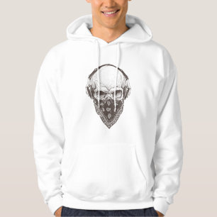 Skull med Paisley Bandana - Halloween Hoodie