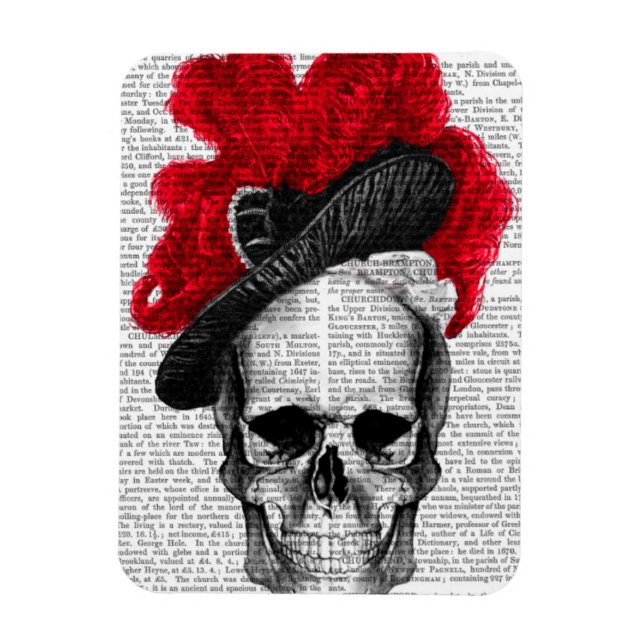 Skull med Red Hat Magnet (Vertikal)