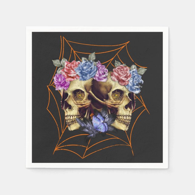 Skull med Ro, Gothic Halloween Pappersservett (Framsidan)