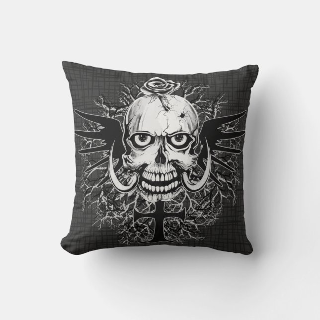 Skull med Ro, horn, Kor, illustration av Vingar Kudde (Framsida)