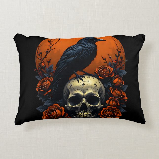 Skull med Ro & Kråka gotisk sötskjorta Prydnadskudde (Framsidan)