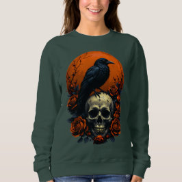Skull med Ro & Kråka gotisk sötskjorta T Shirt