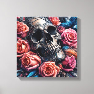 Skull med Ro och Bluebird Canvastryck