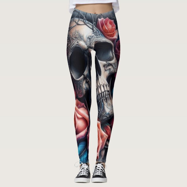 Skull med Ro och Bluebird Leggings (Framsida)