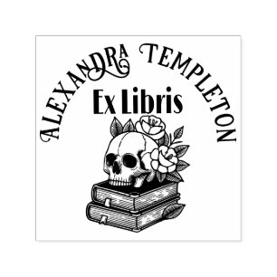 Skull med Ro på Bokar #4PS med Ex Libris Namn Självfärgande Stämpel