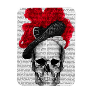 Skull med röd hatt magnet
