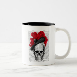 Skull med röd hatt Två-Tonad mugg