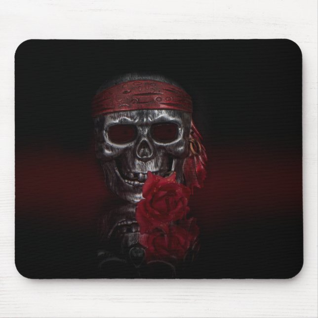 Skull med Röd ros moussat Musmatta (Framsidan)