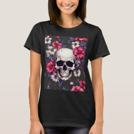 Skull med röda blommor t shirt