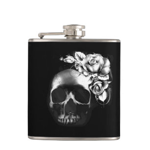 Skull med rosor fickplunta