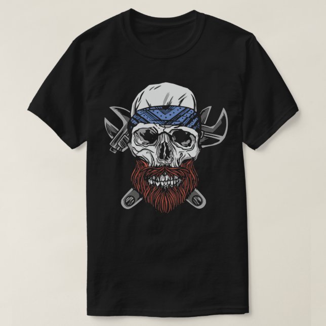 Skull med skägg 6 t shirt (Design framsida)