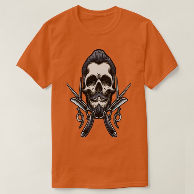 Skull med skäggig barber-upplagning t shirt (Design framsida)