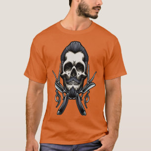 Skull med skäggig barber-upplagning t shirt