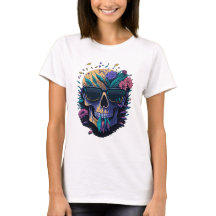 Skull med solglasögon och blommor