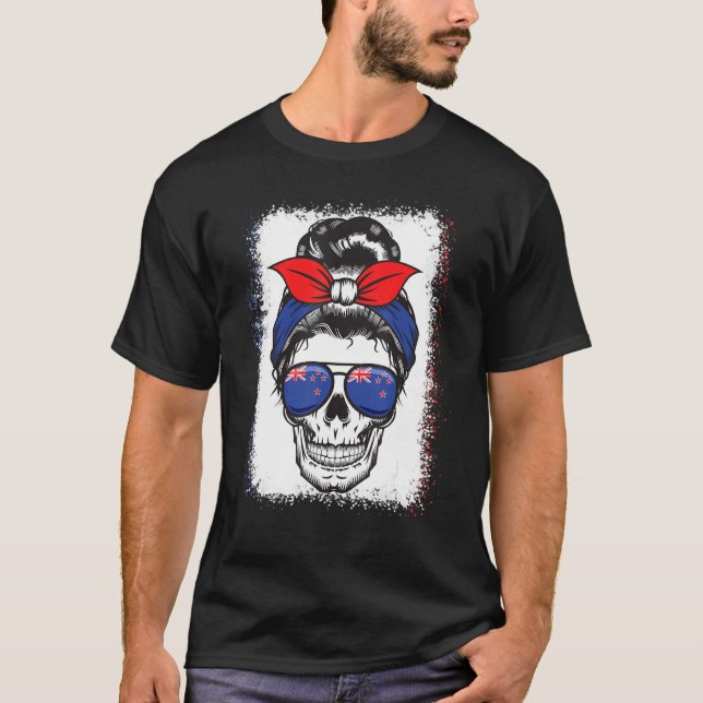 Skull Messy Bun Bandana New Zealand Tee Girl 2022 (Framsida)