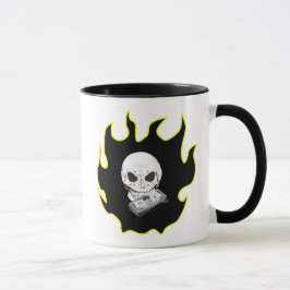 Skull Money Flame Död Biker Stil Black Gult Mugg