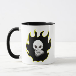 Skull Money Flame Död Biker Stil Black Gult Mugg