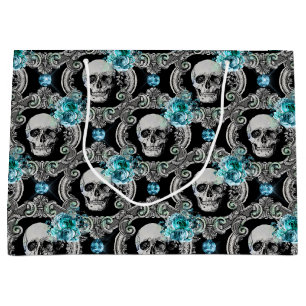 Skull Mönster Blue-Blommigt