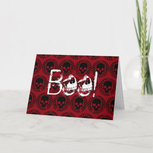 Skull Mönster Boo! Plocka Valfri Färg Goth Hallowe Kort