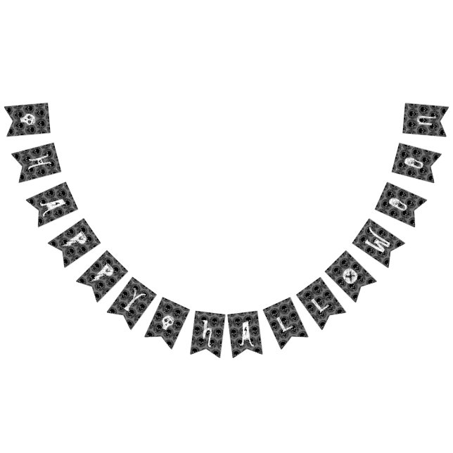 Skull Mönster Elegant Roligt Halloween Goth any Fä Vimplar (Alla)