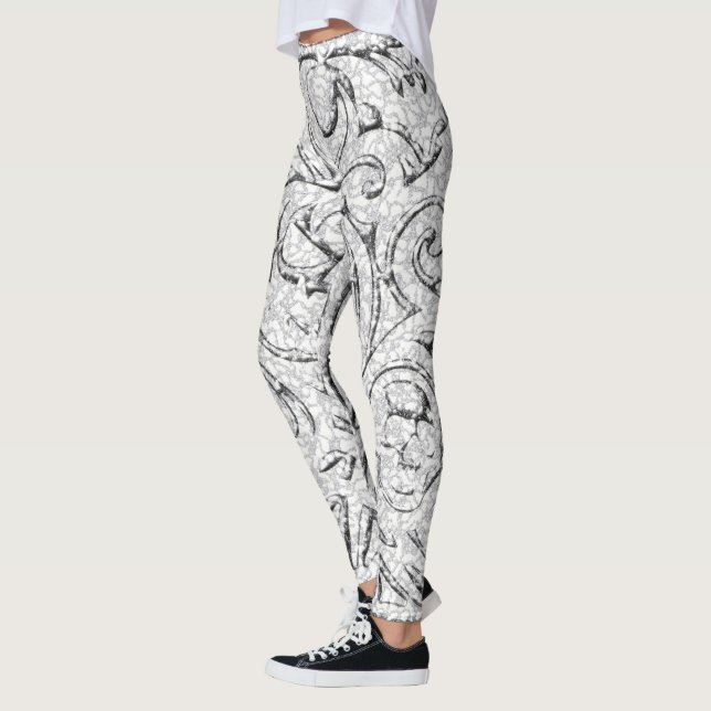 Skull Mönster Halloween Leggings (Vänster)
