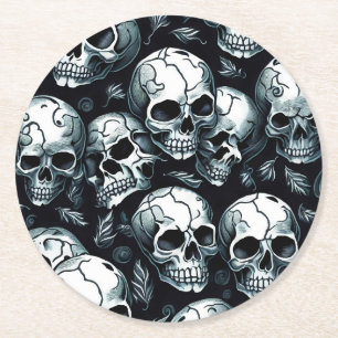 Skull Mönster Halloween tema Underlägg Papper Rund
