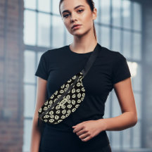 Skull Mönster Monogram Black Halloween Fanny Pack