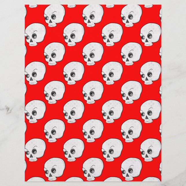 Skull Mönster på röd bakgrund (Framsida)