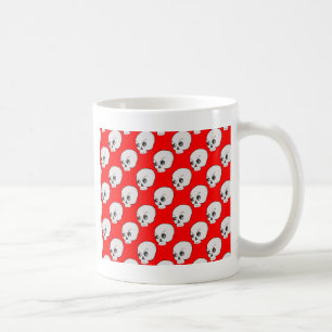 Skull Mönster på röd bakgrund Kaffemugg