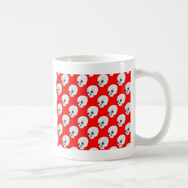Skull Mönster på röd bakgrund Kaffemugg (Höger)
