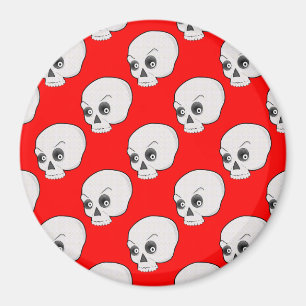 Skull Mönster på röd bakgrund Magnet