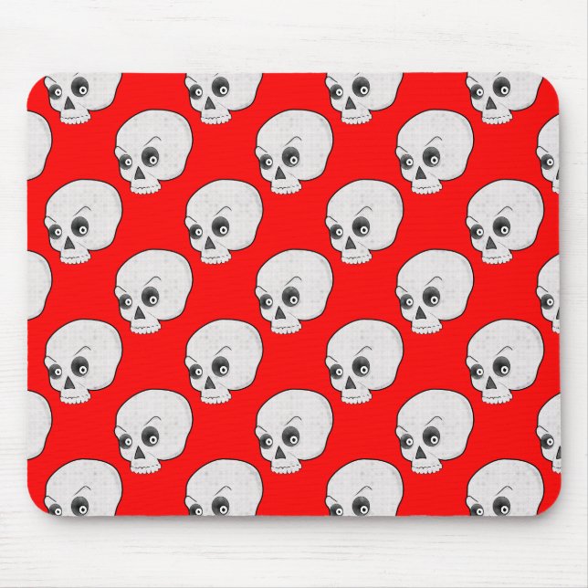 Skull Mönster på röd bakgrund Musmatta (Framsidan)