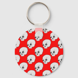 Skull Mönster på röd bakgrund Nyckelring