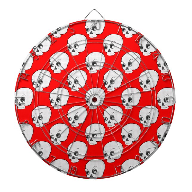 Skull Mönster på röd bakgrund Piltavla (Framsidan)