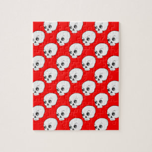 Skull Mönster på röd bakgrund Pussel