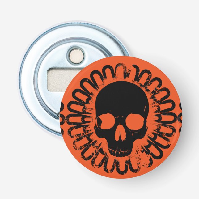 Skull Mönster Roligt Halloween Goth Punk valfri Fä Flasköppnare (Framsidan)