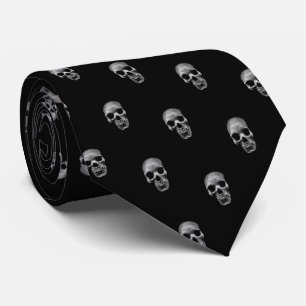 Skull Mönster - svart och vitt Slips