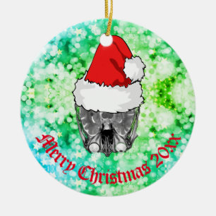 Skull MRI Santa hat "jul 20xx" Ceramic Orn Julgransprydnad Keramik